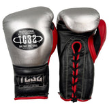 GUANTES DE BOXEO MX SERIES – LEGACY – PLATA CON NEGRO Y ROJO – 16OZ