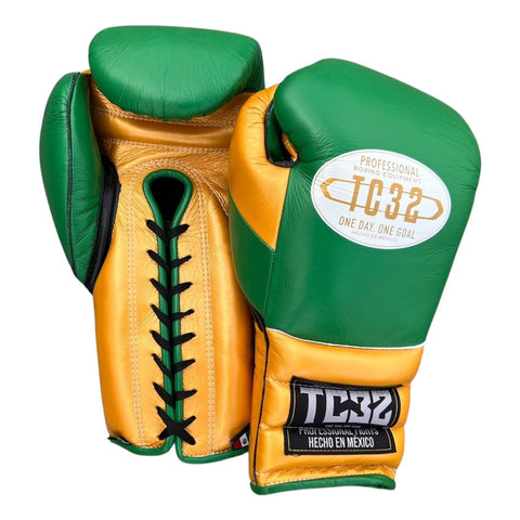 GUANTES DE BOXEO MX SERIES – LEGACY – VERDE CON DORADO – 16OZ