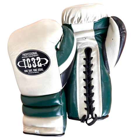 GUANTES DE BOXEO MX SERIES - HONOR  – CREMA, VERDE Y NEGRO - 14OZ